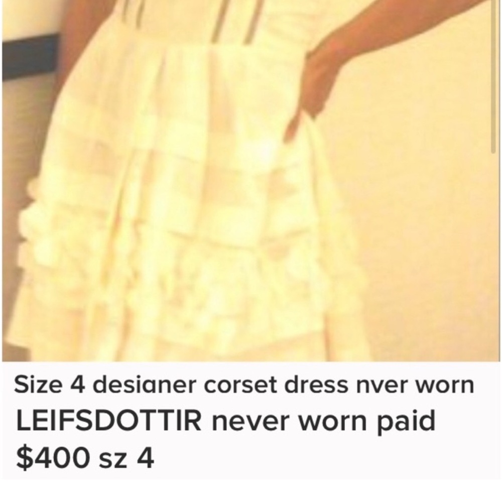 leifsdottir new without tags Cream Ruffled Corset Dress